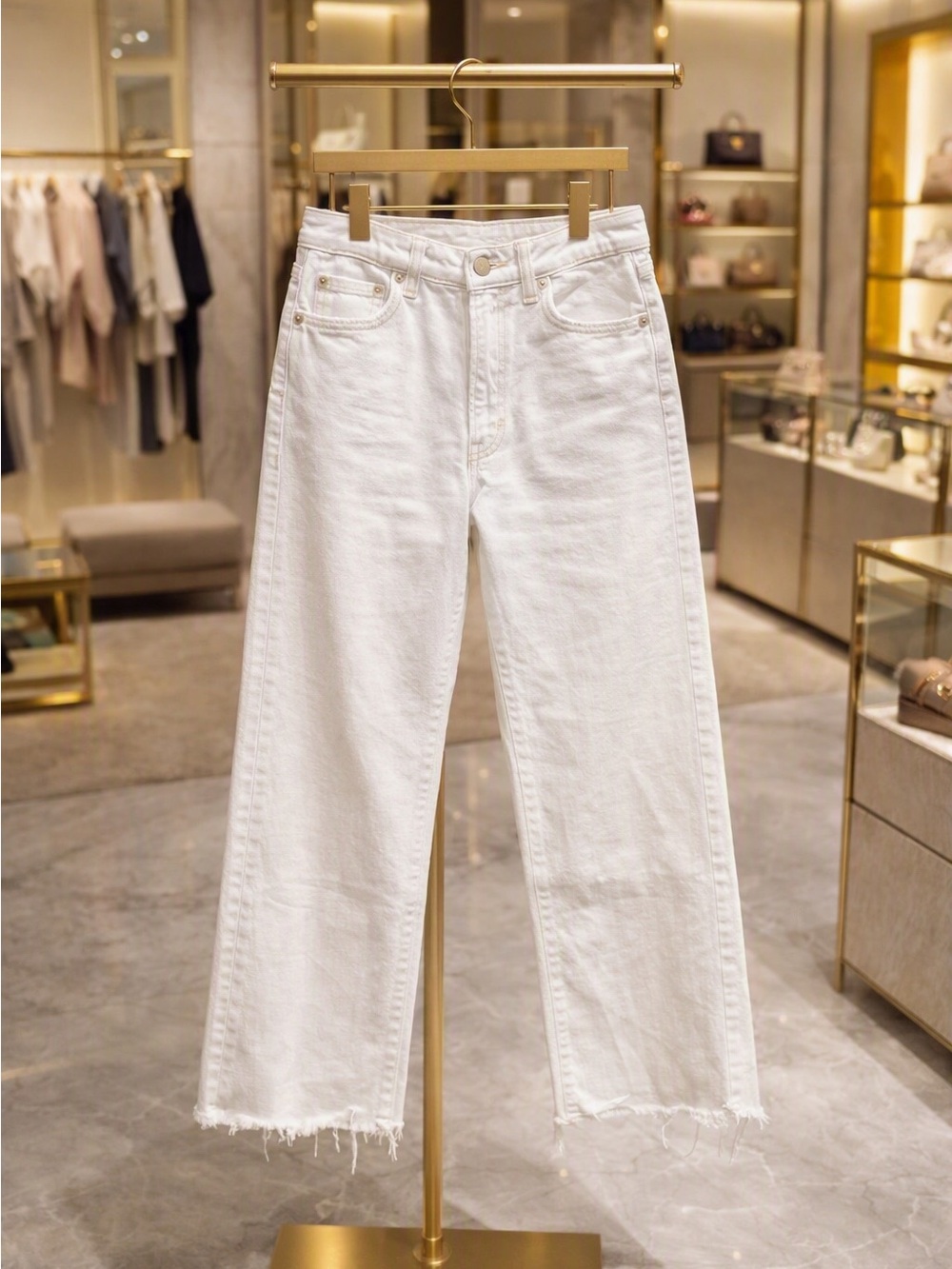 MOTHER White High-Rise Straight-Leg Jeans